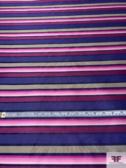Horizontal Striped Silk Necktie Jacquard Brocade - Magenta / Purple / Navy / Ecru 15 Horizontal Striped Silk Necktie Jacquard Brocade - Magenta / Purple / Navy / Ecru -Fabrics And Fabrics Store 15822 5
