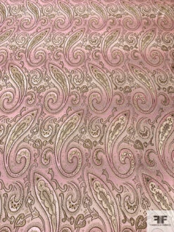 Paisley Silk Necktie Jacquard Brocade - Pink / Tan / Brown