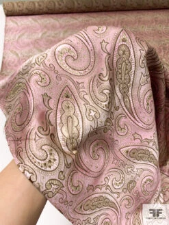 Paisley Silk Necktie Jacquard Brocade - Pink / Tan / Brown 16 Paisley Silk Necktie Jacquard Brocade - Pink / Tan / Brown -Fabrics And Fabrics Store 15826 7