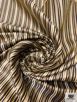 Vertical Striped Silk Necktie Jacquard Brocade - Gold / Black / Grey / White