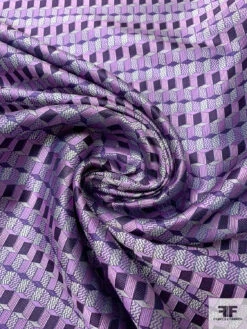 Cube Mosaic Silk Necktie Jacquard Brocade - Purple / Plum Lilac -Fabrics And Fabrics Store 15835 1