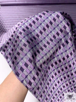 Cube Mosaic Silk Necktie Jacquard Brocade - Purple / Plum Lilac
