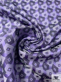 Squares On Squares Silk Necktie Jacquard Brocade - Purple / Black / Light Grey 12 Squares On Squares Silk Necktie Jacquard Brocade - Purple / Black / Light Grey -Fabrics And Fabrics Store 15836 1