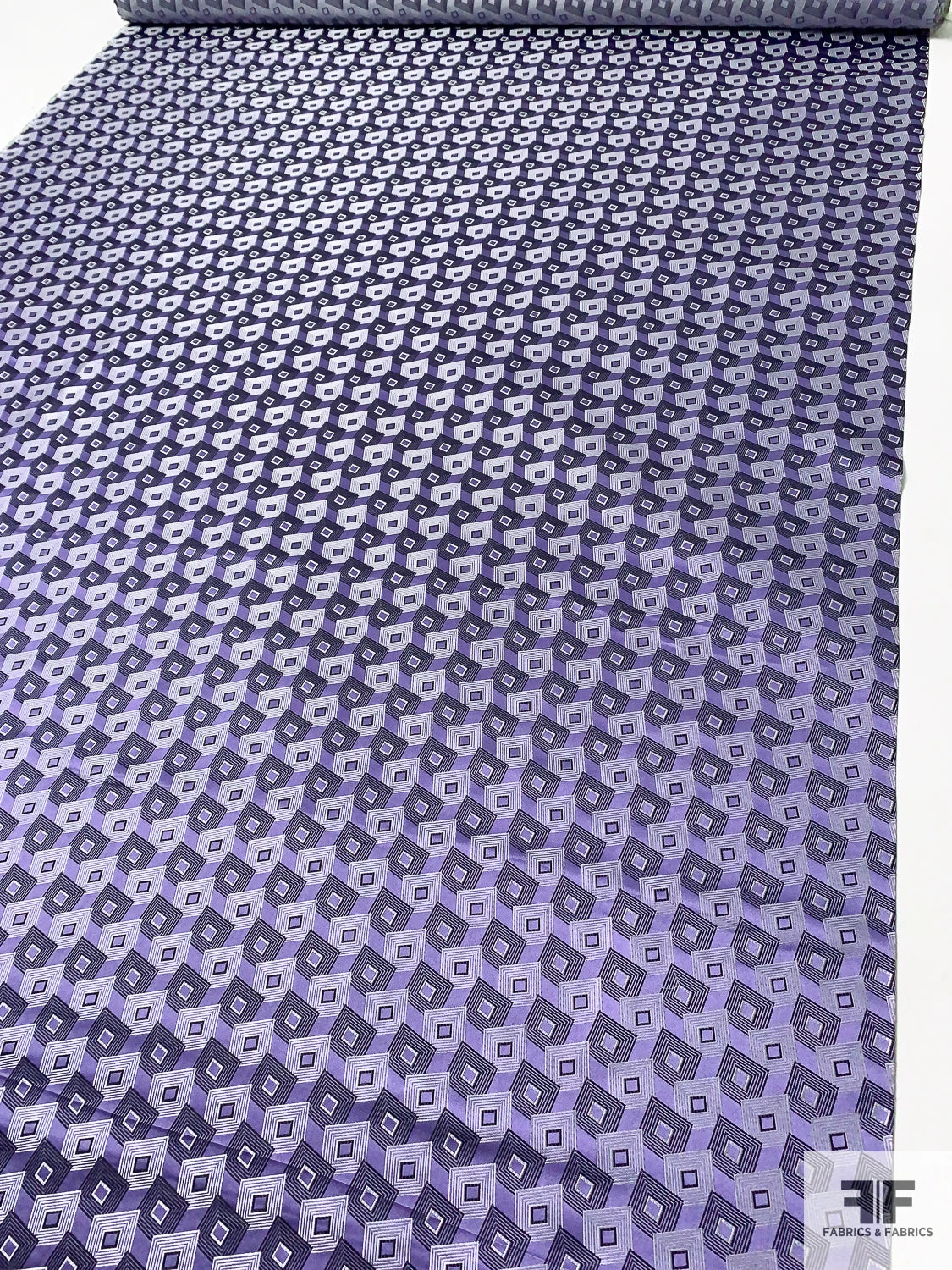 Squares On Squares Silk Necktie Jacquard Brocade - Purple / Black / Light Grey 9 Squares On Squares Silk Necktie Jacquard Brocade - Purple / Black / Light Grey - Image 7