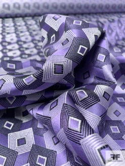 Squares On Squares Silk Necktie Jacquard Brocade - Purple / Black / Light Grey 17 Squares On Squares Silk Necktie Jacquard Brocade - Purple / Black / Light Grey -Fabrics And Fabrics Store 15836 8