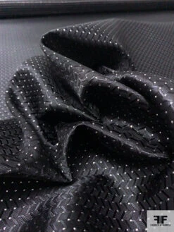 Chevron Lurex Dot Silk Necktie Jacquard Brocade - Black / Silver -Fabrics And Fabrics Store 15845 8