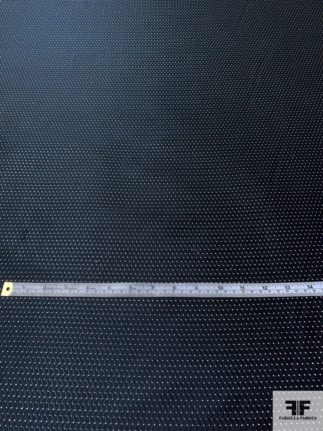 Chevron Lurex Dot Silk Necktie Jacquard Brocade - Navy / Silver 7 Chevron Lurex Dot Silk Necktie Jacquard Brocade - Navy / Silver - Image 5