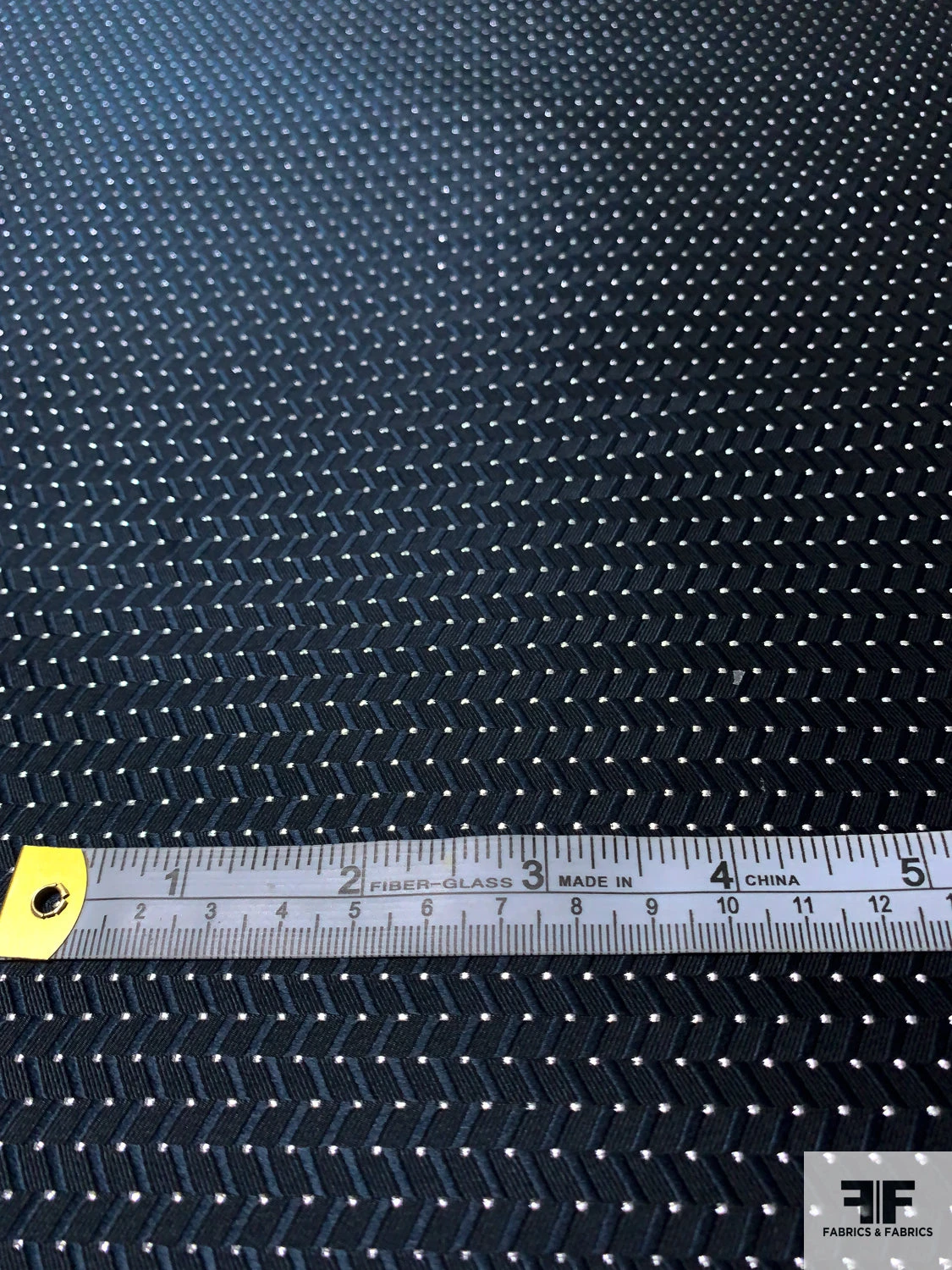 Chevron Lurex Dot Silk Necktie Jacquard Brocade - Navy / Silver 4 Chevron Lurex Dot Silk Necktie Jacquard Brocade - Navy / Silver - Image 2