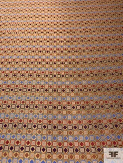 Geometric Silk Necktie Jacquard Brocade - Camel / Red / Purple / Carolina Blue -Fabrics And Fabrics Store 15851 3