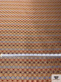 Geometric Silk Necktie Jacquard Brocade - Camel / Red / Purple / Carolina Blue -Fabrics And Fabrics Store 15851 4
