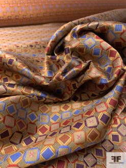 Geometric Silk Necktie Jacquard Brocade - Camel / Red / Purple / Carolina Blue -Fabrics And Fabrics Store 15851 8
