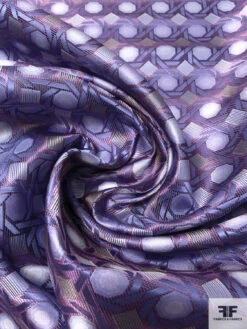 Geometric Lattice Silk Necktie Jacquard Brocade - Shades Of Purple -Fabrics And Fabrics Store 15852 2