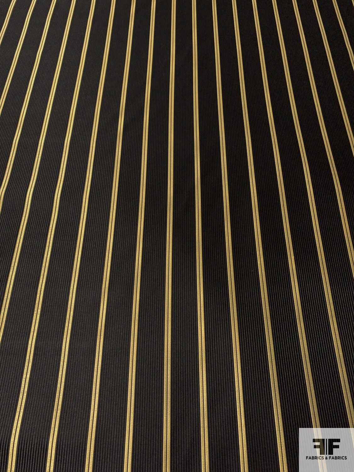 Vertical Striped Silk Necktie Jacquard Brocade - Black / Gold 6 Vertical Striped Silk Necktie Jacquard Brocade - Black / Gold - Image 4