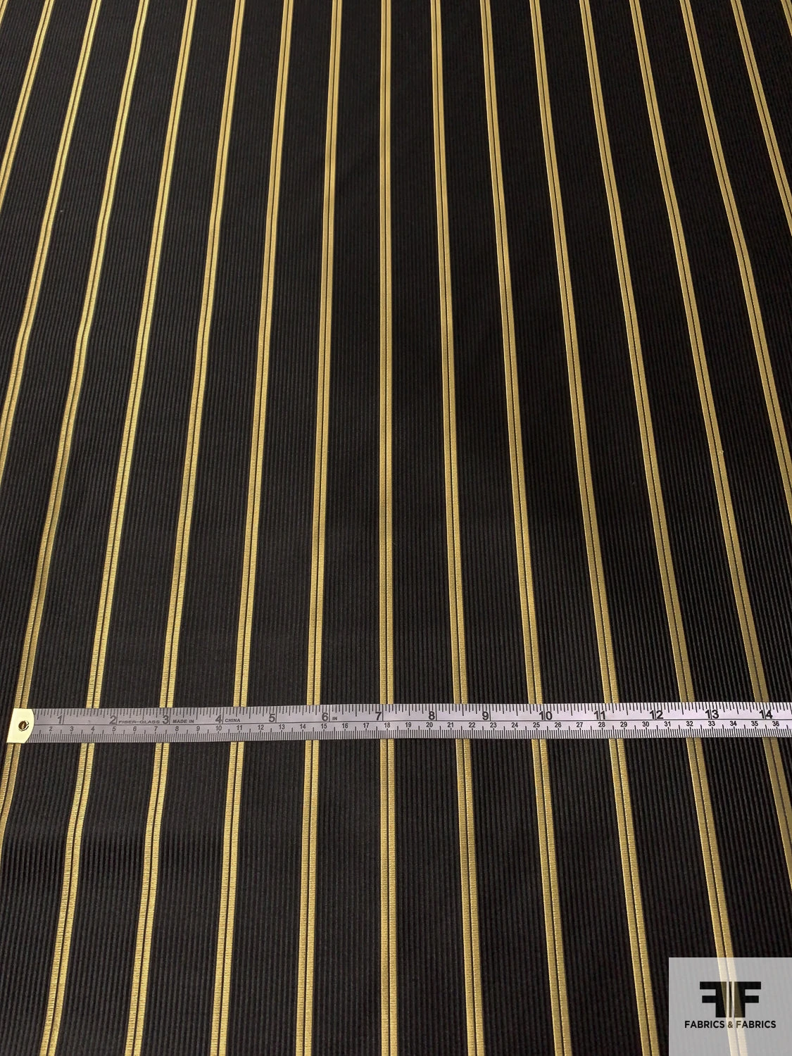 Vertical Striped Silk Necktie Jacquard Brocade - Black / Gold 7 Vertical Striped Silk Necktie Jacquard Brocade - Black / Gold - Image 5