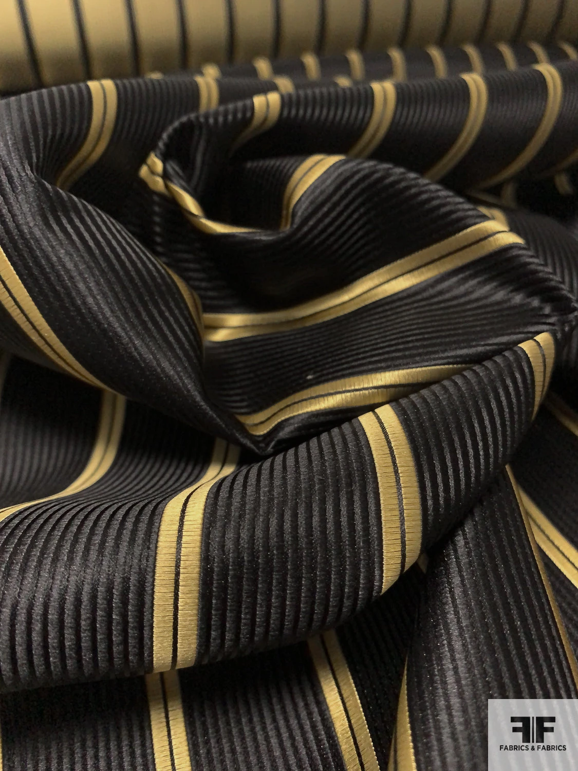 Vertical Striped Silk Necktie Jacquard Brocade - Black / Gold 10 Vertical Striped Silk Necktie Jacquard Brocade - Black / Gold - Image 8