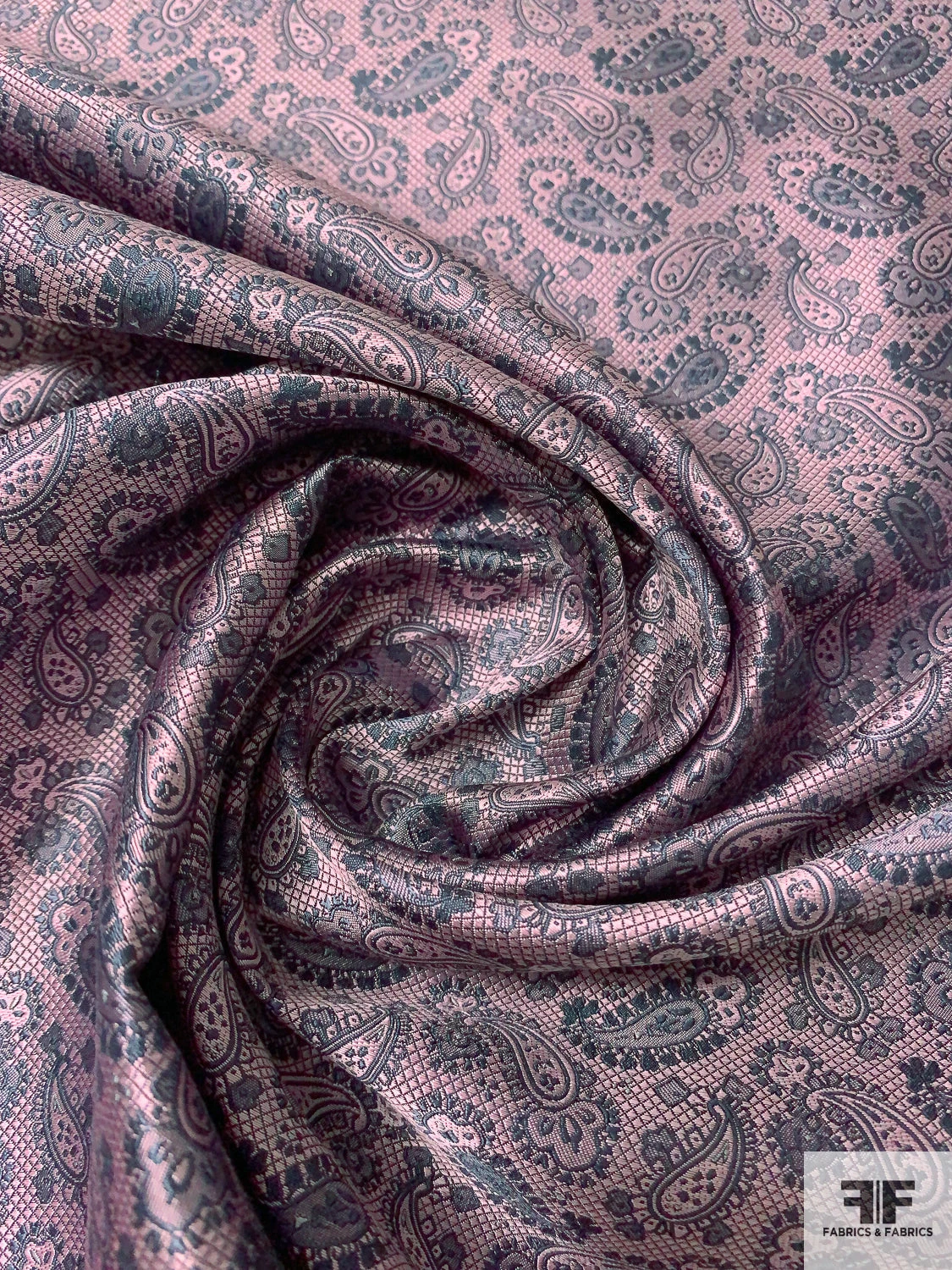 Paisley Silk Necktie Jacquard Brocade - Pink / Dark Blue Grey 6 Paisley Silk Necktie Jacquard Brocade - Pink / Dark Blue Grey - Image 4
