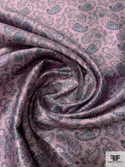 Paisley Silk Necktie Jacquard Brocade - Pink / Dark Blue Grey 12 Paisley Silk Necktie Jacquard Brocade - Pink / Dark Blue Grey -Fabrics And Fabrics Store 15860 2