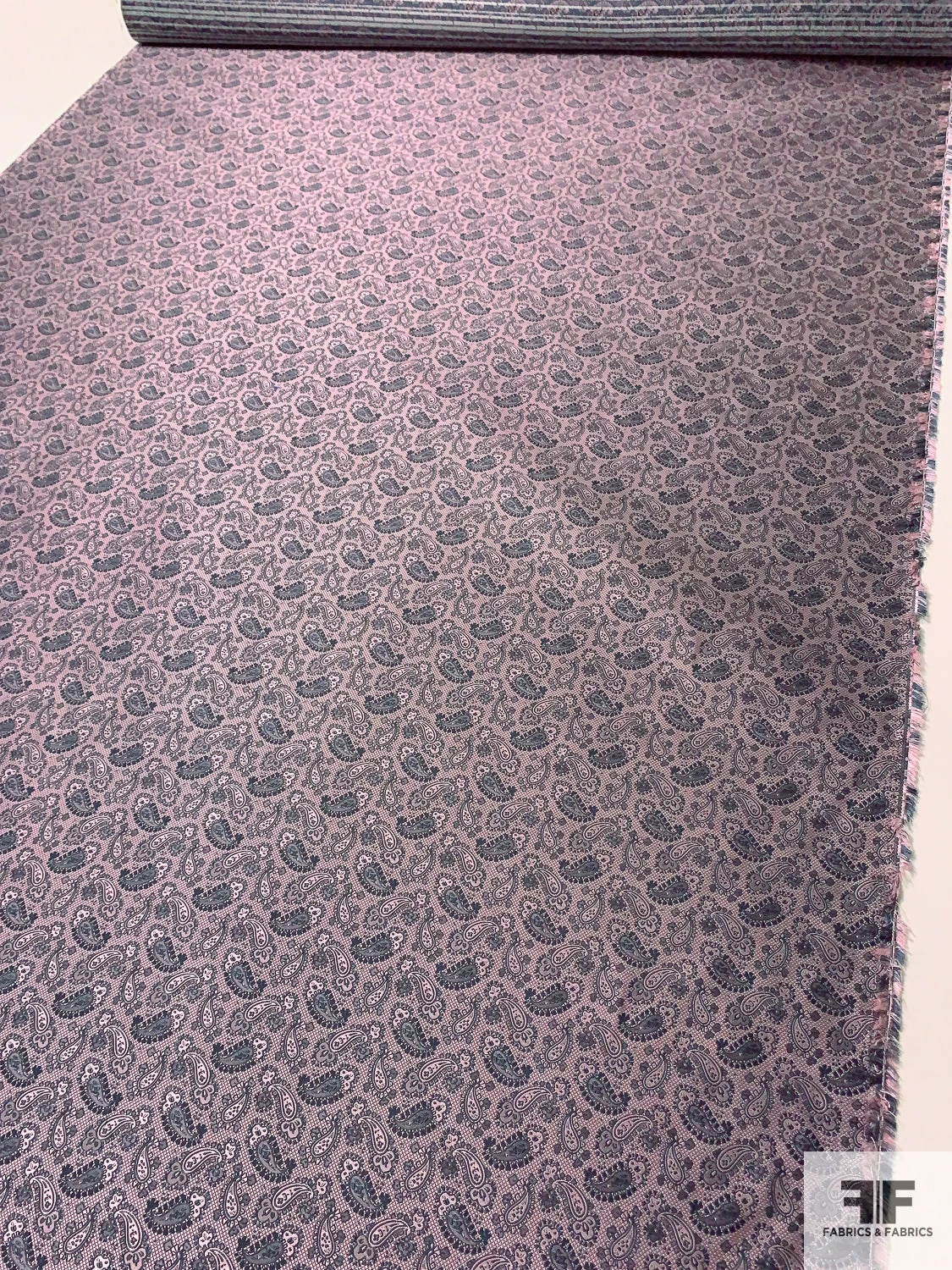 Paisley Silk Necktie Jacquard Brocade - Pink / Dark Blue Grey 9 Paisley Silk Necktie Jacquard Brocade - Pink / Dark Blue Grey - Image 7