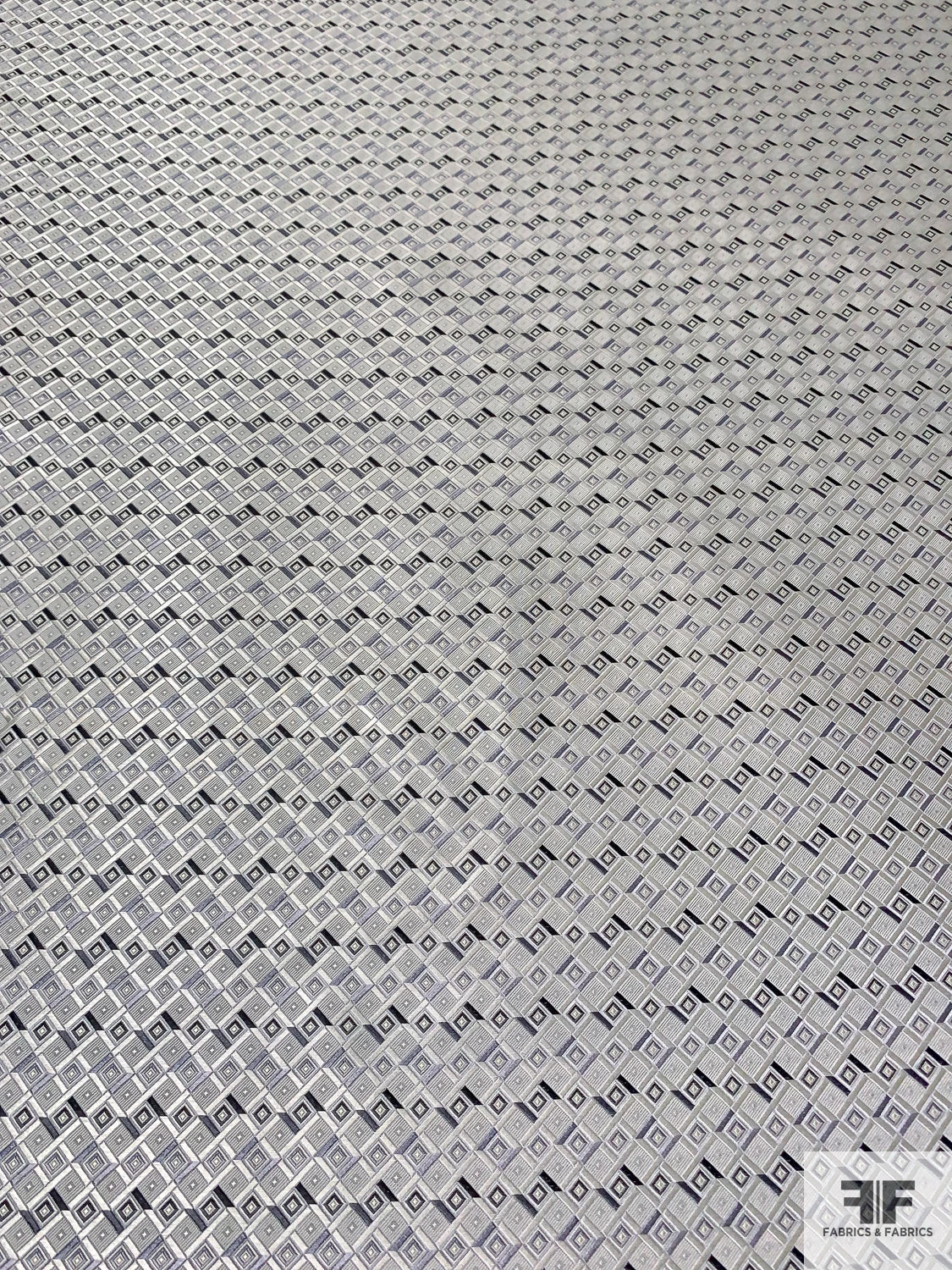 Geometric Silk Necktie Jacquard Brocade - Shades Of Grey / Black 7 Geometric Silk Necktie Jacquard Brocade - Shades Of Grey / Black - Image 5