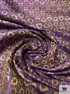 Inverse Geometric Silk Necktie Jacquard Brocade - Purple / Tan 12 Inverse Geometric Silk Necktie Jacquard Brocade - Purple / Tan -Fabrics And Fabrics Store 15869 2