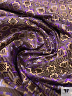 Inverse Geometric Silk Necktie Jacquard Brocade - Purple / Tan 13 Inverse Geometric Silk Necktie Jacquard Brocade - Purple / Tan -Fabrics And Fabrics Store 15869 3
