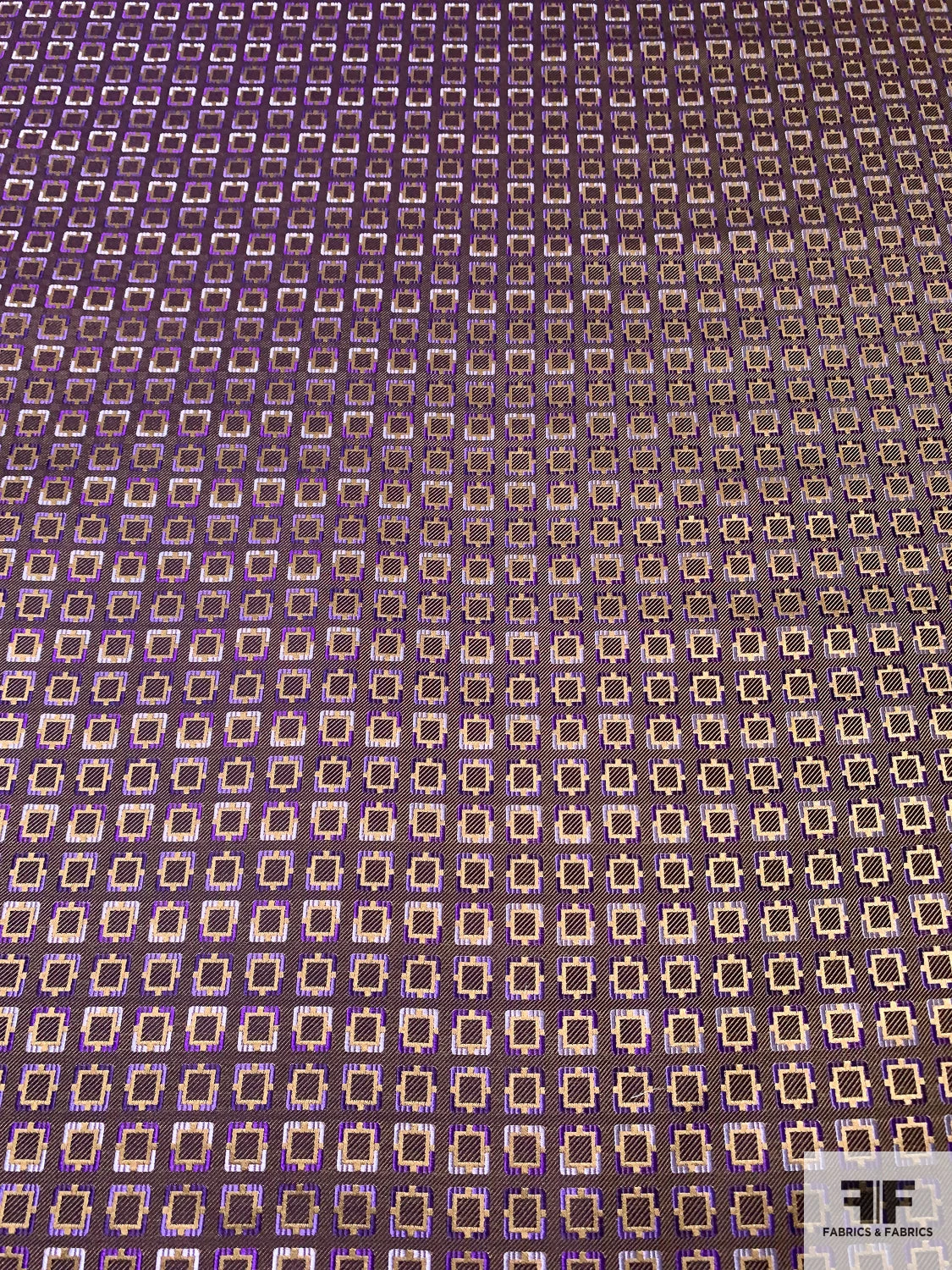 Inverse Geometric Silk Necktie Jacquard Brocade - Purple / Tan 7 Inverse Geometric Silk Necktie Jacquard Brocade - Purple / Tan - Image 5