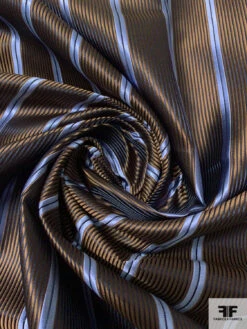 Vertical Striped Silk Necktie Jacquard Brocade - Sky Blue / Navy / Brown 12 Vertical Striped Silk Necktie Jacquard Brocade - Sky Blue / Navy / Brown -Fabrics And Fabrics Store 15871 1