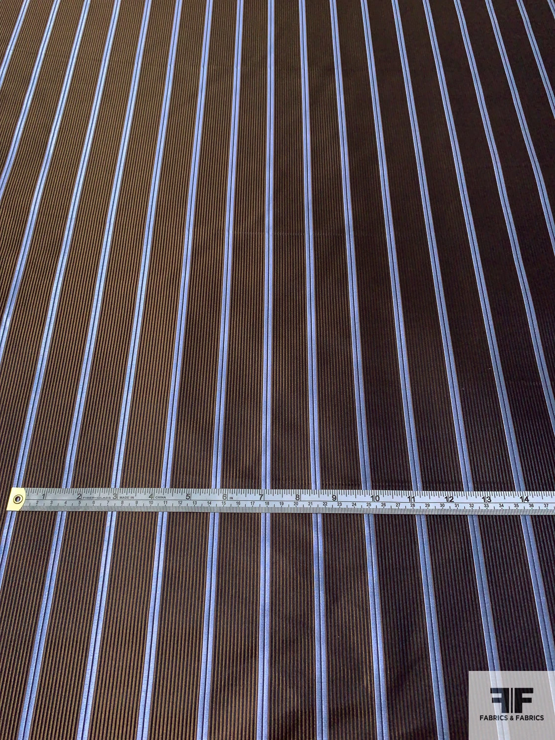 Vertical Striped Silk Necktie Jacquard Brocade - Sky Blue / Navy / Brown 8 Vertical Striped Silk Necktie Jacquard Brocade - Sky Blue / Navy / Brown - Image 6