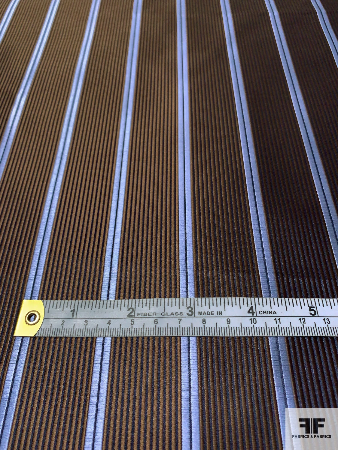 Vertical Striped Silk Necktie Jacquard Brocade - Sky Blue / Navy / Brown 9 Vertical Striped Silk Necktie Jacquard Brocade - Sky Blue / Navy / Brown - Image 7