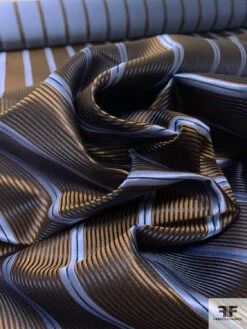 Vertical Striped Silk Necktie Jacquard Brocade - Sky Blue / Navy / Brown 17 Vertical Striped Silk Necktie Jacquard Brocade - Sky Blue / Navy / Brown -Fabrics And Fabrics Store 15871 8