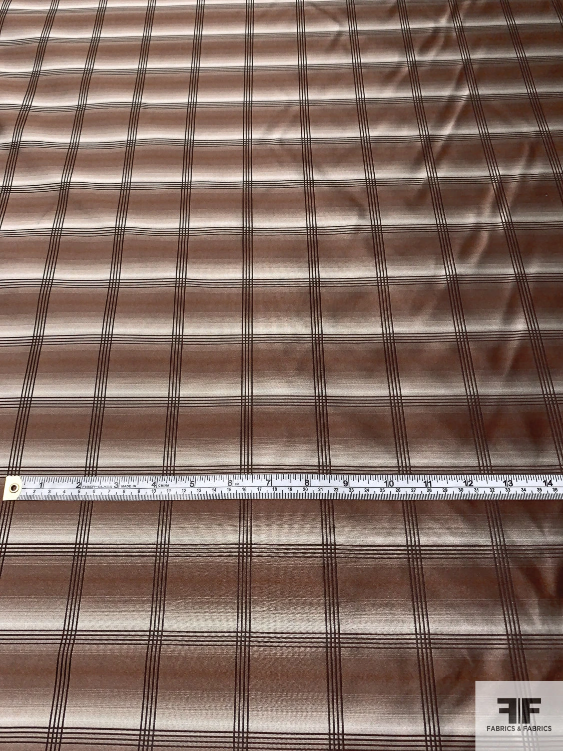 Plaid Silk Necktie Jacquard Brocade - Brown / Beige 8 Plaid Silk Necktie Jacquard Brocade - Brown / Beige - Image 6