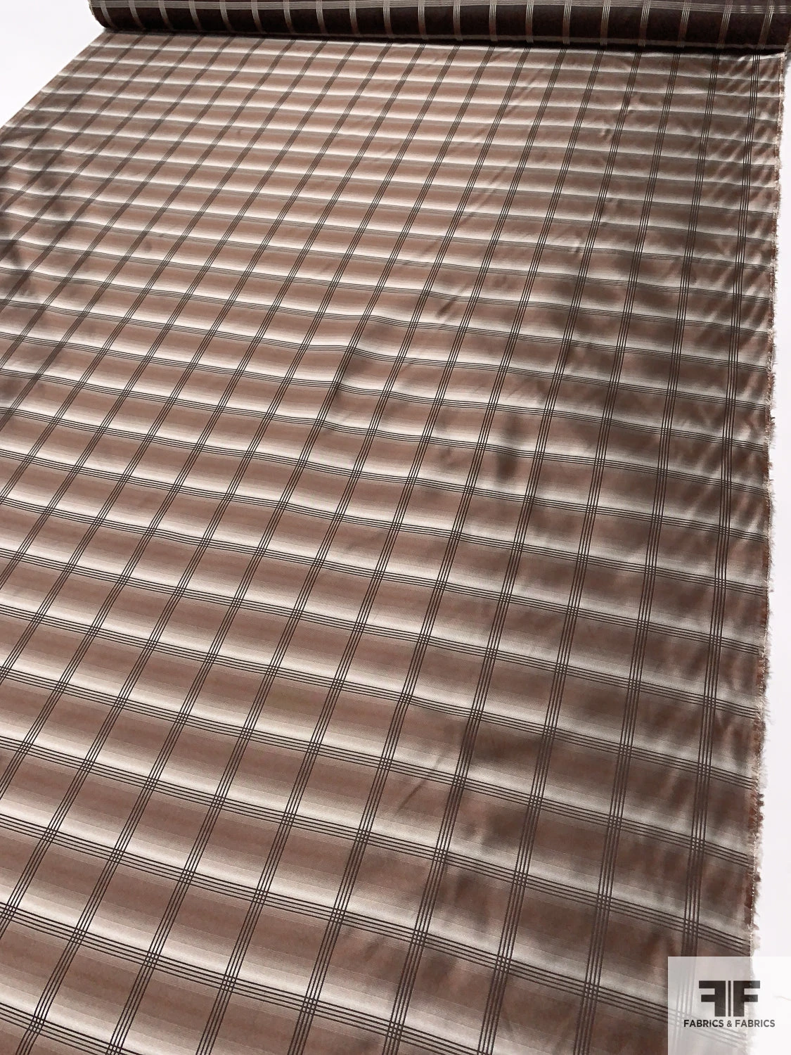 Plaid Silk Necktie Jacquard Brocade - Brown / Beige 4 Plaid Silk Necktie Jacquard Brocade - Brown / Beige - Image 2