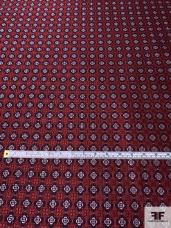 Floral Grid Silk Necktie Jacquard Brocade - Red / Navy / Grey 14 Floral Grid Silk Necktie Jacquard Brocade - Red / Navy / Grey -Fabrics And Fabrics Store 15883 4