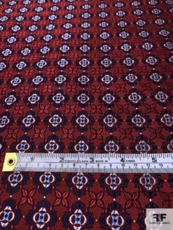 Floral Grid Silk Necktie Jacquard Brocade - Red / Navy / Grey 15 Floral Grid Silk Necktie Jacquard Brocade - Red / Navy / Grey -Fabrics And Fabrics Store 15883 5