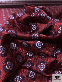 Floral Grid Silk Necktie Jacquard Brocade - Red / Navy / Grey 17 Floral Grid Silk Necktie Jacquard Brocade - Red / Navy / Grey -Fabrics And Fabrics Store 15883 8