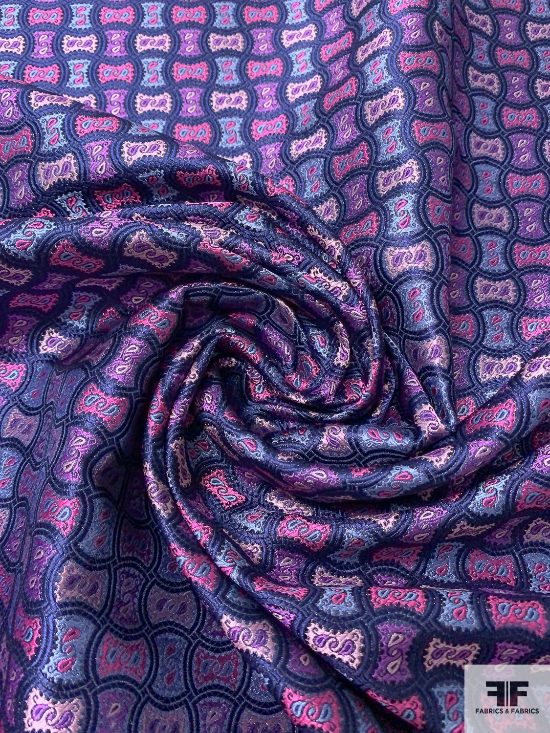 Wavy Basket-Look Silk Necktie Jacquard Brocade - Navy / Pink / Purple / Carolina Blue 5 Wavy Basket-Look Silk Necktie Jacquard Brocade - Navy / Pink / Purple / Carolina Blue - Image 3