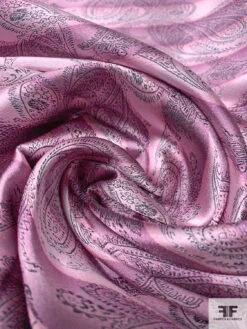 Paisley Striped Silk Necktie Jacquard Brocade - Pink / Dusty Orchid / Black -Fabrics And Fabrics Store 15893 3