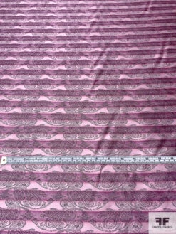 Paisley Striped Silk Necktie Jacquard Brocade - Pink / Dusty Orchid / Black -Fabrics And Fabrics Store 15893 5
