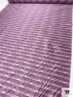 Paisley Striped Silk Necktie Jacquard Brocade - Pink / Dusty Orchid / Black -Fabrics And Fabrics Store 15893 7