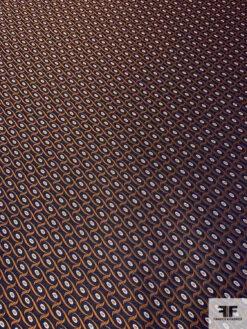 Wavy Oval Silk Necktie Jacquard Brocade - Navy / Orange / White 13 Wavy Oval Silk Necktie Jacquard Brocade - Navy / Orange / White -Fabrics And Fabrics Store 15912 3