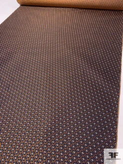 Wavy Oval Silk Necktie Jacquard Brocade - Navy / Orange / White 16 Wavy Oval Silk Necktie Jacquard Brocade - Navy / Orange / White -Fabrics And Fabrics Store 15912 6