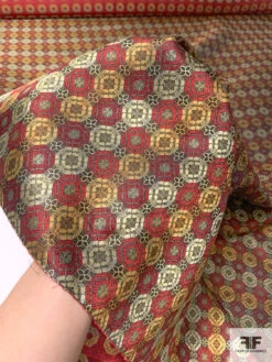 Linked Floral Silk Necktie Jacquard Brocade - Red / Antique Gold / Black 16 Linked Floral Silk Necktie Jacquard Brocade - Red / Antique Gold / Black -Fabrics And Fabrics Store 15914 7
