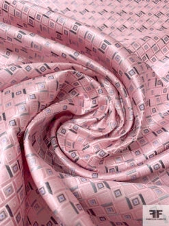 Geometric Silk Necktie Jacquard Brocade - Pink / Grey / Periwinkle