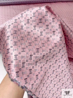 Geometric Silk Necktie Jacquard Brocade - Pink / Grey / Periwinkle 17 Geometric Silk Necktie Jacquard Brocade - Pink / Grey / Periwinkle -Fabrics And Fabrics Store 15916 8