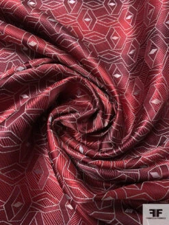 Box-Look Geometric Silk Necktie Jacquard Brocade - Red / Grey 12 Box-Look Geometric Silk Necktie Jacquard Brocade - Red / Grey -Fabrics And Fabrics Store 15919 2