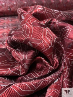 Box-Look Geometric Silk Necktie Jacquard Brocade - Red / Grey 17 Box-Look Geometric Silk Necktie Jacquard Brocade - Red / Grey -Fabrics And Fabrics Store 15919 8