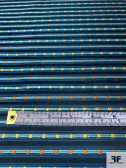 Box Striped Silk Necktie Jacquard Brocade - Teal / Seafoam / Black / Orange 16 Box Striped Silk Necktie Jacquard Brocade - Teal / Seafoam / Black / Orange -Fabrics And Fabrics Store 15922 6