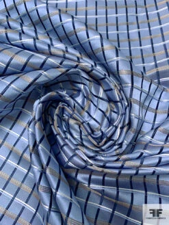 Basketweave Plaid Silk Necktie Jacquard Brocade - Winter Blue / Navy / White 12 Basketweave Plaid Silk Necktie Jacquard Brocade - Winter Blue / Navy / White -Fabrics And Fabrics Store 15924 2