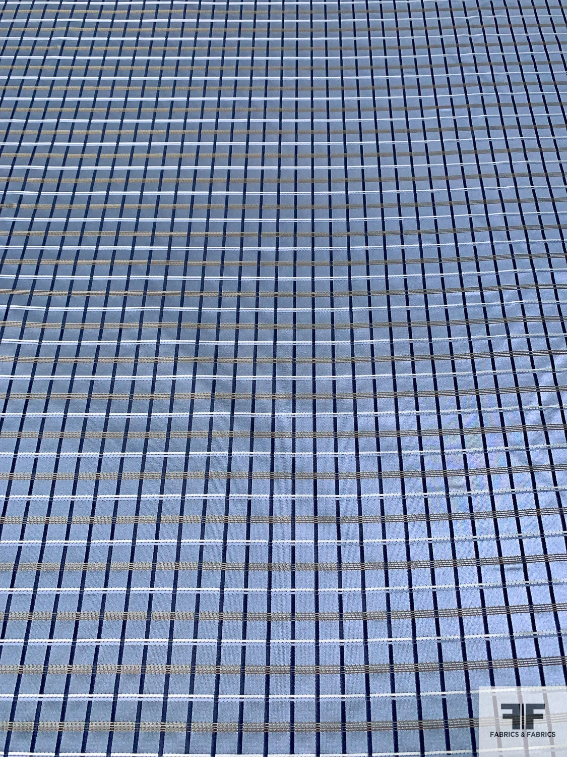 Basketweave Plaid Silk Necktie Jacquard Brocade - Winter Blue / Navy / White 6 Basketweave Plaid Silk Necktie Jacquard Brocade - Winter Blue / Navy / White - Image 4