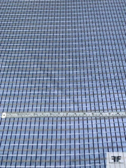 Basketweave Plaid Silk Necktie Jacquard Brocade - Winter Blue / Navy / White 14 Basketweave Plaid Silk Necktie Jacquard Brocade - Winter Blue / Navy / White -Fabrics And Fabrics Store 15924 4